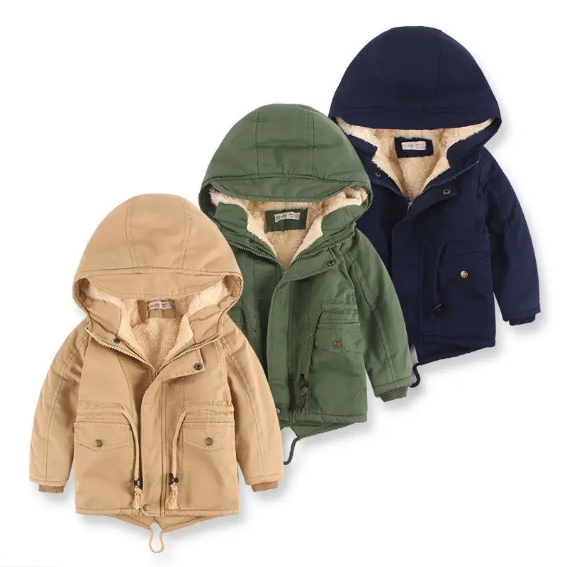 Thick Winter Baby Clothing Solid Boys Warm Hoodie Coat Jackets