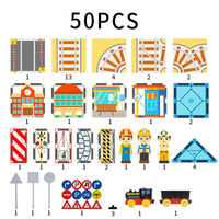 Jeu de construction de voies de train magnétiques, plaque de base routière, jouet de construction de chemin de fer, jouet éducatif STEM pour enfants