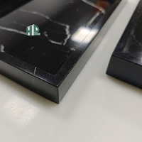 Plateau rectangulaire en marbre noir naturel de luxe moderne, pierre Nero Marquina, pour salle de bain, table basse