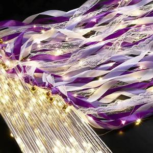 Baguettes lumineuses <span class=keywords><strong>LED</strong></span> pour mariage, rubans en dentelle, streamers, bâtonnets lumineux clignotants avec cloche, décorations pour fête de naissance, fête d'anniversaire - Product Image 4