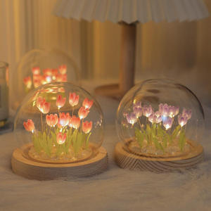Tulipano da ragazza in vetro tulipano luce notturna artificiale 13 fiori con luce romantica viola/rosa <span class=keywords><strong>lampada</strong></span> a LED tulipano - Product Image 3