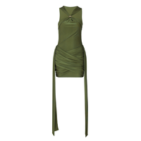 Robe mini sexy plissée sans manches unie décontractée à col halter style empire pour femme – Collection été 2026