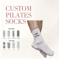 Chaussettes de compression Pilates personnalisées POPSOX avec logo, respirantes, tricotées, antidérapantes, pour yoga, trampoline, femmes, à volants, séchage rapide, avec grip