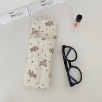 Pochette de rangement portable en tissu pour lunettes de soleil et de vue, style ours de dessin animé, rembourrée et résistante aux chocs