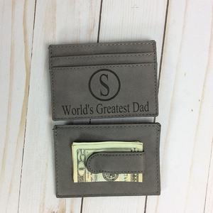 Tarjetero de Cuero PU de Alta Calidad al por Mayor, Tarjetero de Cuero Sintético Personalizable con Logotipo, Grabable con Láser, con Clip para Billetes - Product Image 1