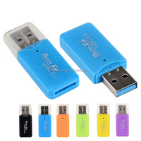 USB 2.0 Pembaca Kartu TF, Pembaca Kartu Memori Flash Universal, Adaptor Mini Portabel untuk Komputer Laptop Warna Acak