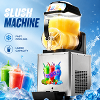 Machine à Granita Commerciale à 2 Réservoirs, Machine à Boissons Glacées en Acier Inoxydable pour Café et Bar