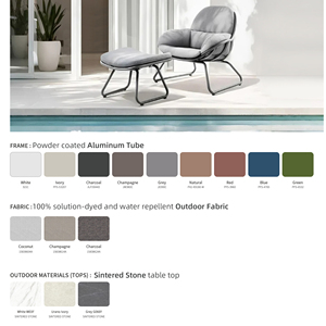 Muebles de exterior modernos, sillas de sofá de salón de jardín de aluminio con mesa de centro, juego de conversación de Patio para todo clima - Product Image 5