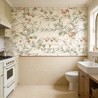Carreaux de sol intérieurs en céramique mate surdimensionnés modernes, motifs floraux, antidérapants pour la décoration des restaurants et des bureaux
