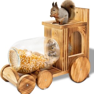 Solid wood squirrel feeder, outdoor garden decoration, pet feeder, wall-mounted <b>bird</b> feeder, landscaping <b>bird</b> <b>stand</b> - Product Image 1