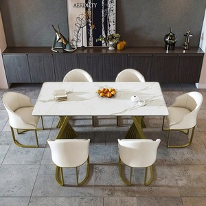 Vàng bàn ăn và 8 ghế đặt Oriental sang trọng ý xương cá Dinning bảng Bán Buôn Đồ nội thất đặt phòng ăn bảng - Product Image 4