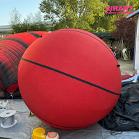 Ballon de basket gonflable géant de 2,5 m avec texture cuir, modèle de ballon de sport rouge pour la promotion d'événements sportifs