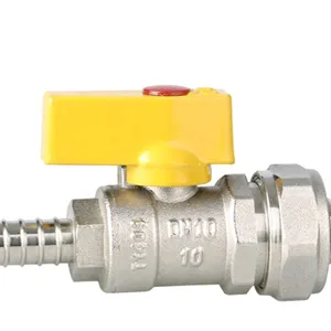 3 Way Valve 3/8" Compression Brass Gas Valve With Hose Barb