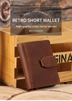 Dompet Kulit Sapi Asli Vintage untuk Pria, Organizer Kartu, Anti Maling, Dompet Kulit Full Grain Pendek