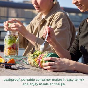 Salad Pod Vertical Layering Leak Proof Condiment Container Rectangle Food <b>Storage</b> Lunch <b>Box</b> Plastic <b>Lid</b> Solid Color - Product Image 4