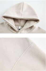 เสื้อฮู้ดดี้สตรีทแวร์ทรงใหญ่ โอเวอร์ไซส์ หนานุ่ม ทรงบ็อกซี่ ครอป ผ้าฝ้ายสองชั้น สำหรับผู้ชาย 500 กรัม ซิปหน้า - Product Image 6