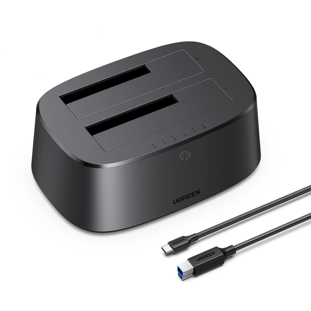 UGREEN Hard Drive Docking Station, 2 Bay Hard Drive Enclosure for 2.5 & 3.5 Inch SSD HDD Disk, USB3.0 SATA HDD Enclosure