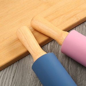 Wholesale Large Silicone <b>Rolling</b> Pin Baking <b>Tools</b> Color Printing Flower Kitchen <b>Tools</b> with Wooden Handle - Product Image 5
