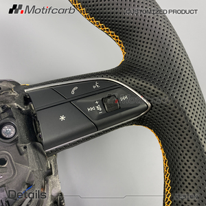 Volant en fibre de carbone personnalisé pour Lamborghini Urus 2019-2025 avec poignées en cuir perforé noir - Product Image 4