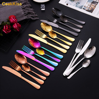 Ensemble de couverts de cuisine en or de haute qualité, personnalisé, résistant au lave-vaisselle, en acier inoxydable 410, 24 pièces, couverts de luxe pour restaurant