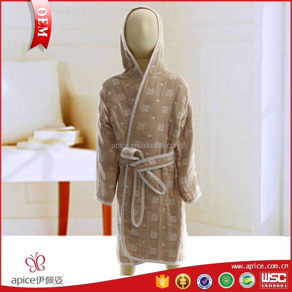 Новый дизайн, хорошее качество натурального хлопка детей Халат с капюшоном