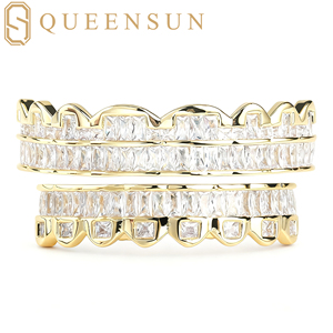Queensun Nhà Máy Tùy Chỉnh Tốt grillz S925 Bạc Đá Kim Cương grillz 10K 14K 18K Rắn Vàng Vvs Moissanite Phòng Thí Nghiệm Kim Cương Đá Mô Hình - Product Image 2