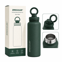 Bouteille d'eau isotherme sous vide de 32 oz avec couvercle magnétique pour téléphone, bouteille en acier inoxydable au toucher doux pour le sport, les voyages et les activités de plein air