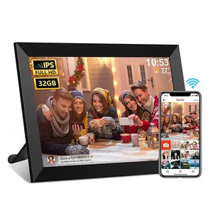 Large Stock Christmas/birthday/black Friday Gift Woden Case Frameo 10.1 Inch IPS 800*1280 WiFi Digital Photo Picture Frames