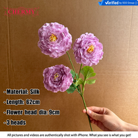 Fleur artificielle en soie Ranunculus à 3 têtes, couleur violet vintage, pour la décoration de la maison et des fêtes, fournie par l'usine DC045.