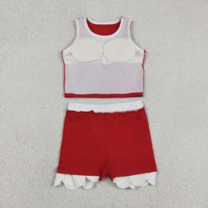 GSD4016 RTS ชุดเด็กผู้หญิงตัวเล็กสีขาวสีแดงชุดเล่นโยคะชุดแขนกุด - Product Image 2