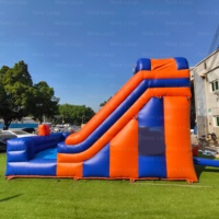 Nieuwe Leap Opblaasbare Kleurblok Blauwe Glijbaan Springkasteel Obstakels Kasteel Droge baan Glijbaan