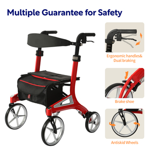 Andador Plegable <span class=keywords><strong>con</strong></span> <span class=keywords><strong>Asiento</strong></span> Acolchado, Ligero y Portátil, de 4 Ruedas, Ayuda <span class=keywords><strong>para</strong></span> Caminar <span class=keywords><strong>con</strong></span> Altura Ajustable <span class=keywords><strong>para</strong></span> <span class=keywords><strong>Adultos</strong></span> Mayores, OEM - Product Image 5
