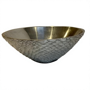 Decorative Metal Fruits <b>Bowl</b> <b>Large</b> Curved Design Handmade <b>Bowls</b> For Nuts Cookie <b>Serving</b> Use Dining Tableware Setting - Product Image 1