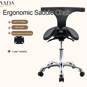 Silla Ergonómica de Laboratorio con Ruedas Silenciosas, Asiento Inclinable hacia Adelante, Tapizado en PU Negro, Ajustable y Antiestática, para Técnicos - Product Image 2