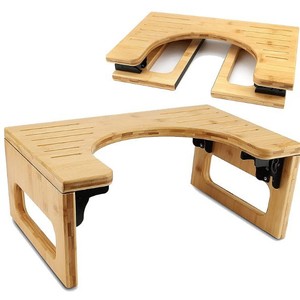Folding <b>Bamboo</b> Toilet <b>Stool</b> Anti Slip Footrest For Bathroom Use With Storage Compartment - Product Image 5