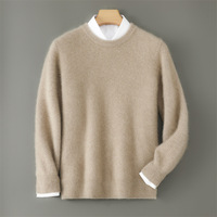 Pull en cachemire 100% pour homme, col rond, couleur unie vintage, doux, chaud, tricoté, pull-over de luxe décontracté pour l'hiver, anti-rides