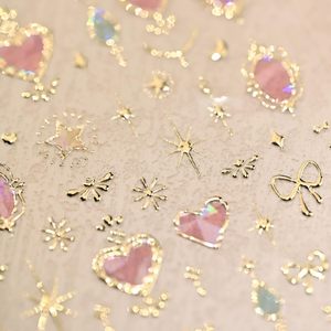 ملصقات أظافر بتصميم قلب وردي ونجمة ذهبية وقوس أورورا ثلاثية الأبعاد بتصميم خاص لعيد الحب - Product Image 5