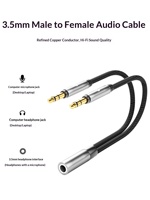 Câble audio pour écouteurs avec microphone WH1000XM3/XM4/XM5/XM6, microphone col de cygne 3,5 mm
