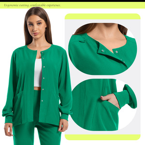 Tem Cross Border Nursing Uniform Women Split Set Green Moisture Wicking Hospital Scrubs Long Sleeve Top Pants - Product Image 1