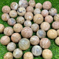 Pierres de guérison naturelles en gros, Fengshui, quartz, pierre de lune orange flash, boules de cristal, sphère pour la décoration de la maison