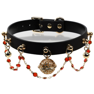 Collar Erótico Sexy Negro y Rojo InnerBloom, Ajustable, con una Campana de 60g, Juguete Sexual BDSM para Adultos, Hombres y Mujeres - Product Image 1