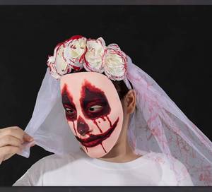 Nuevo Velo Sangriento de Novia Fantasma con Pinzas para el Cabello y Máscara, Accesorios de Disfraz para Festival de Halloween y Artículos de Fiesta, Venta al por Mayor Transfronteriza - Product Image 4