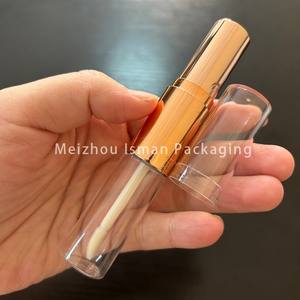 <span class=keywords><strong>ISMAN</strong></span> Contenant de gloss à lèvres double extrémité rond 2 en 1 en or rose, emballage de rouge à lèvres double face noir, tube en plastique 4 ml 10 ml - Product Image 3