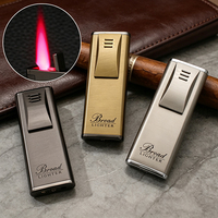 Briquet moderne BD270 à flamme rouge coupe-vent, allumage par tirage, en métal, rechargeable au butane, vente en gros
