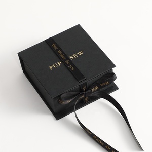 Puppysew Biểu Tượng Tùy Chỉnh 9.5*9.3*3.5Cm Đồ Trang Sức Sang Trọng Flap Hộp Với Ribbon Handmade Vòng Cổ Bông Tai Tông Hộp Đồ Trang Sức - Product Image 5