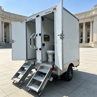 Promotion : Remorque WC Mobile 2 Cabines, Mono-essieu, avec Lavabo et Miroir, pour Événements Extérieurs et Chantiers