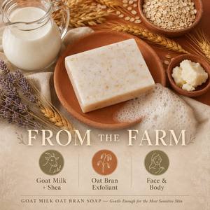 Savon au <span class=keywords><strong>lait</strong></span> de chèvre et à la farine d'avoine, beurre de karité, exfoliant, hydratant, pour peaux sensibles, visage et corps, nettoyage doux naturel, nourrissant, OEM - Product Image 1