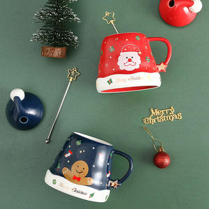 Tasses en céramique créatives de Noël avec cuillères couvertes, tasses à eau pour couple - Product Image 4