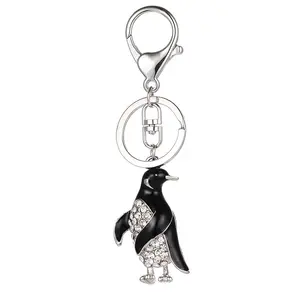 Милый Пингвин, подарки для влюбленных, модные блестки, хрустальные стразы, пингвин, металлический сплав, прочный брелок для ключей, подвеска в виде пингвина