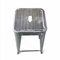 Chaise de bar industrielle empilable en métal, finition brute polie, pour restaurant - Vente chaude en gros